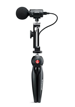 Shure MV88+ Video Kit - Digital Stereo Condenser Microphone for Apple and Android, with Manfrotto PIXI Tripod, Phone Clamp, Mount, iOS and USB-C Cables for Next-Level Compatibility and Connectivity