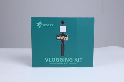 Smartphone Video Vlogging Kit with LED Light, Phone Holder, Microphone, Tripod, Carry Bag, TECELKS YouTube Starter Kit for iPhone/Android, Content Creator Kit for Video Recording Vlogging(Black)