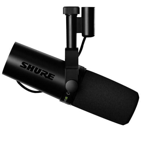 Shure SM7dB Dynamic Vocal Microphone w/Built-in Preamp for Streaming, Podcast, & Recording, Wide-Range Frequency, Warm & Smooth Sound, Rugged Construction, Detachable Windscreen - Black