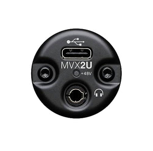 Shure MVX2U XLR-to-USB Digital Interface with Headphone Jack, Integrated Pre-amp with 60dB Gain Control, Zero-Latency Monitoring, 48V Phantom Power, ShurePlus Desktop App, 1m USB-C Cable