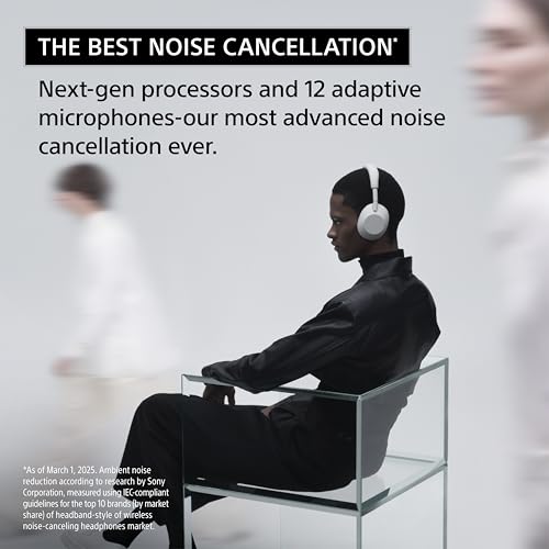Sony WH-1000XM6 The Best Wireless Noise Canceling Headphones, HD NC Processor QN3, 12 Microphones, Adaptive NC Optimizer, Mastered by Engineers, Studio-Quality, 30-Hour Battery, Black