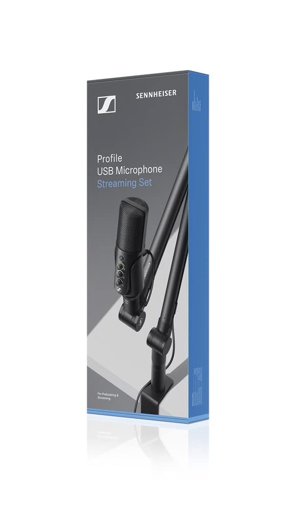 Sennheiser Professional Profile USB Microphone Streaming Set with Boom Arm, 3 m USB-C Cable & Mic Pouch