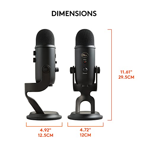 Logitech Creators Blue Yeti USB Microphone for Gaming, Streaming, Podcast, YouTube, Discord, PC, Studio Sound, Plug & Play-Blackout