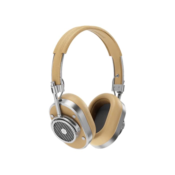 MASTER & DYNAMIC MH40 Over-Ear Wireless Headphones Gen II, Silver Metal/Tan Leather