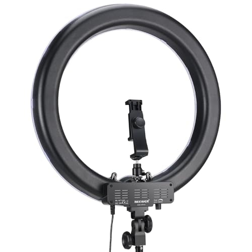 NEEWER 55W 18"/45cm Ring Light Kit [New Version], 5600K Dimmable LED Ringlight Tripod Stand Phone Holder for iPhone Selfie Makeup Lash Tattoo Studio Photo Video Recording Photography Lighting, RL-18