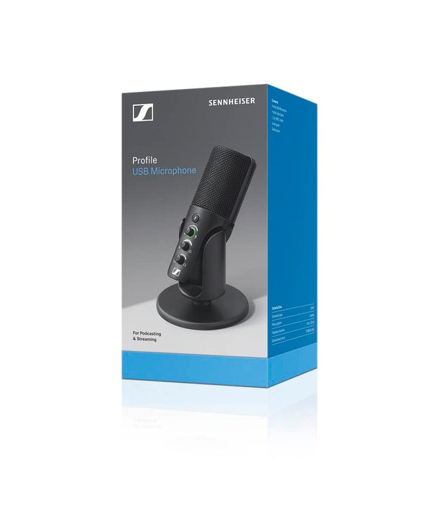SENNHEISER Professional Profile - USB Cardioid Condenser Microphone & Table Stand, 1.2 m USB-C Cable - Mute Button, Built-in Headphone Jack, Gain, Mix & Volume Control, for PC & Mac,Black
