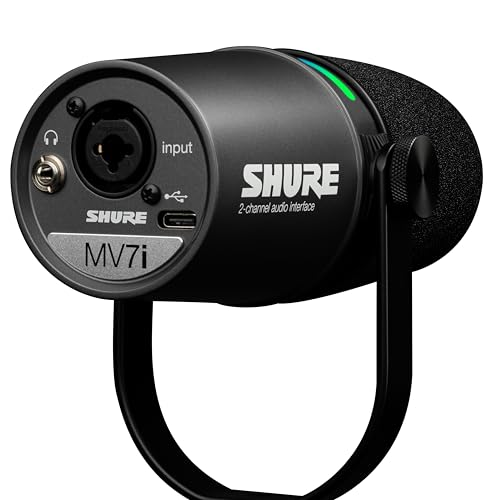 Shure MV7i Smart Microphone with Built-in Audio Interface - Podcast & Musician Mic with 2 Channels, XLR and 1/4", USB-C for Mac/PC/Phone, Advanced DSP Features, All-Metal Design, Auto Level Mode