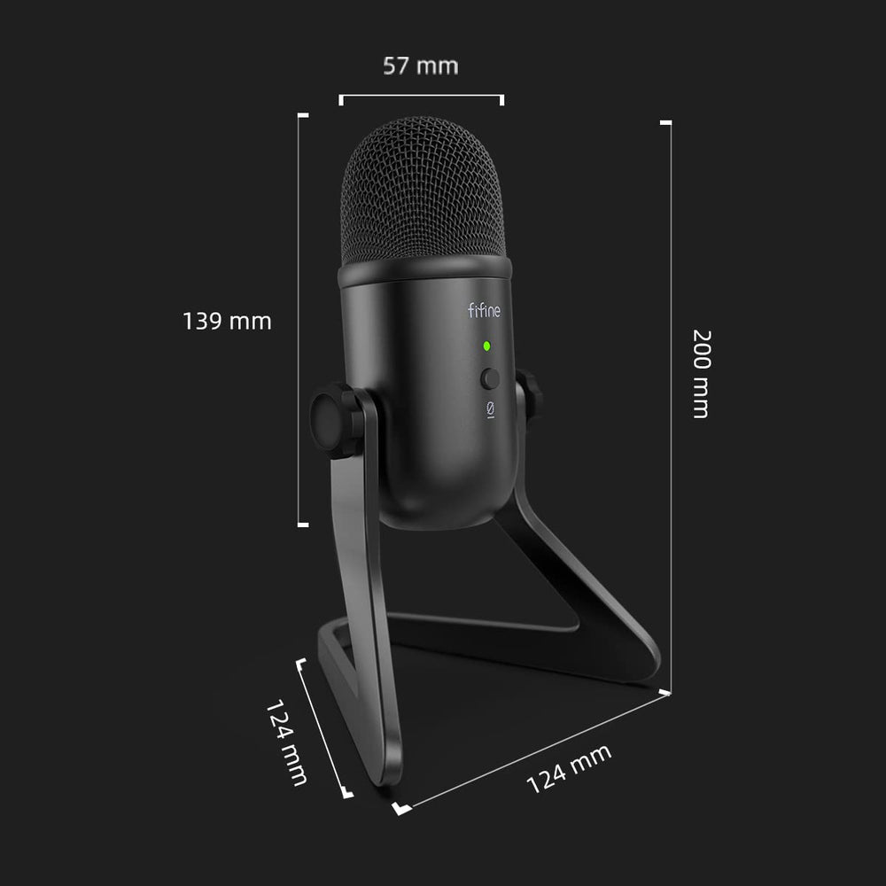 FIFINE USB Podcast Microphone for Recording Streaming, Condenser Computer Gaming Mic for PC Mac, Headphone Output&Volume Control, Mic Gain Control, Mute Button for Vocal, YouTube (K678)