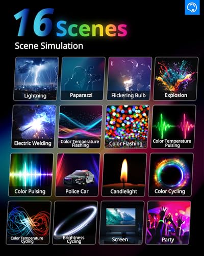 UBeesize 2-Pack RGB Photography Lighting, Studio Lights with Adjustable Tripod Stand and Ball Head, Video Light for Video Recording, Live Streaming, Makeup