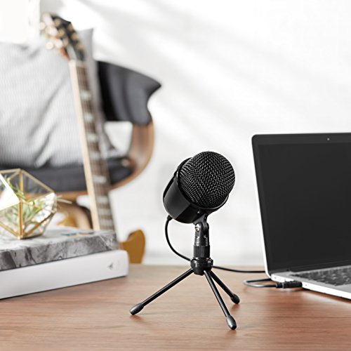 Amazon Basics Mini USB Condenser Microphone for Online Meeting, Gaming, Podcast - Black