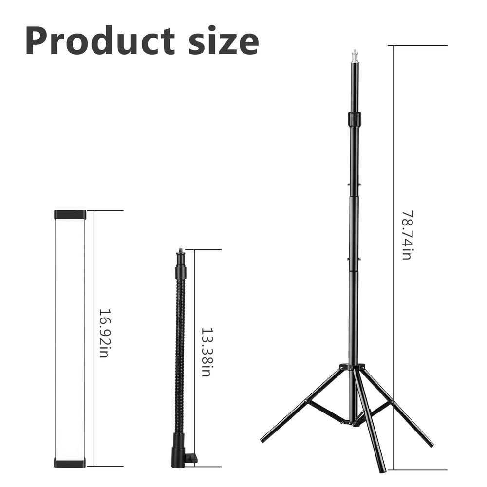 LED Video Light Stick Wand Kit-Photography Lighting with Adjustable Tripod Stand, 9 Color Filters, Gepege 2 Packs 5600K Dimmable Portable Video Studio Lighting for Live Streaming/Portrait/Vlog