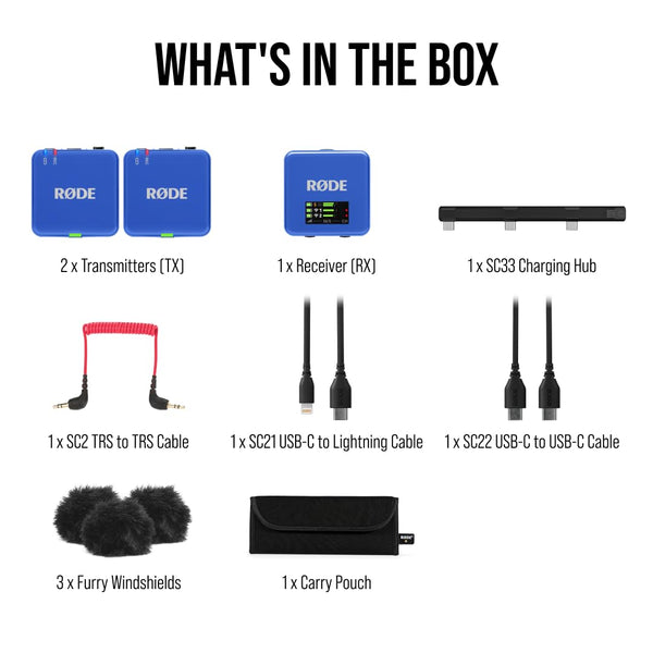 RØDE Wireless GO (Gen 3) – Compact Wireless Mic – Pristine Audio, 32-bit Float Recording, Automatic Level Control, for Phones, Cameras and Computers (Cobalt)