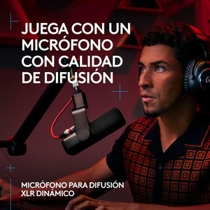 Logitech G Yeti Studio Active Dynamic XLR Broadcast Microphone for Gaming, ClearAmp Active Preamp, Dual-Diaphragm Capsule, Internal Shockmount - Black