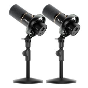 MAONO PD200W Hybrid Wireless Podcast Equipment Bundle for 2, XLR USB Dynamic Microphone Kit with 2 Desktop Stand, Software, Noise Cancellation, for Co-hosted podcast, Vocal Recording, Content Creation