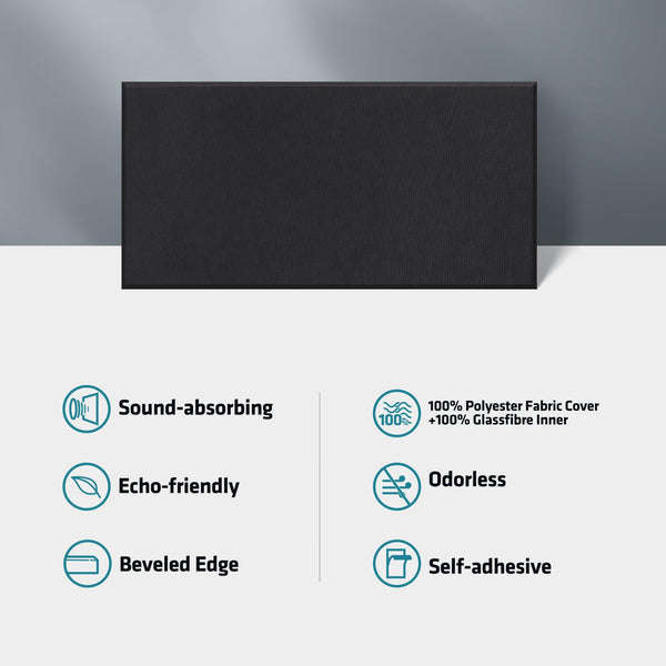 UMIACOUSTICS 4 PCS Acoustic Panels, 2“ Thick 23.6" x 11.8" Fiberglass Sound Proof Wall Panels, Self-adhesive Sound Absorbing Panels for Studios, Office, Home Theater. Deep Black