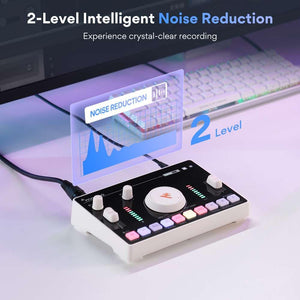 MAONO Streaming Audio Mixer, Audio Interface with Pro-preamp, Bluetooth, Built-in Battery, Noise Cancellation, 48V Phantom Power for Live Streaming, Podcasting, Gaming MaonoCaster AMC2 NEO White