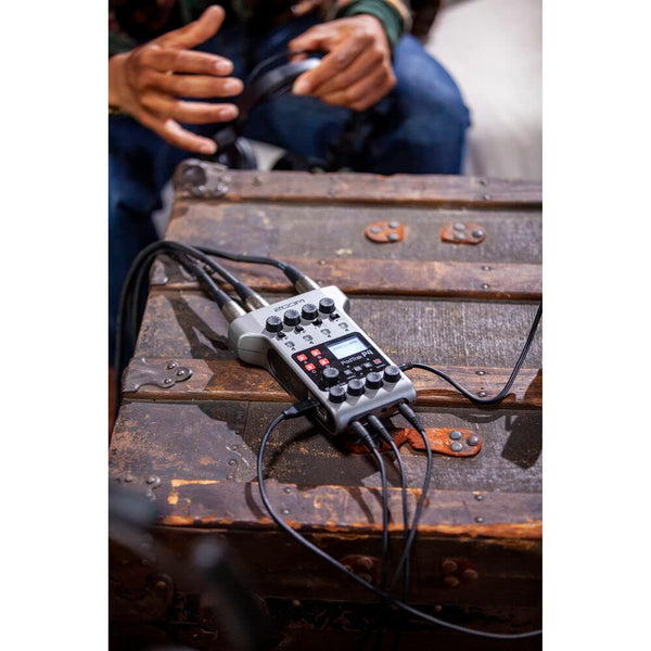 Zoom PodTrak P4 Portable Podcast Recorder with 4x Zoom ZDM-1 Podcast Microphone and Headphone Bundle, 4x AA Batteries, 32GB SD Card, USB-C to USB-C Cable and StreamEye Polishing Cloth