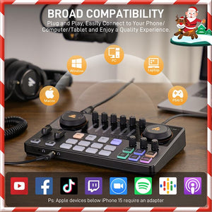 MAONO Podcast Equipment Bundle for 2: Audio Interface Mixer with 2 XLR Condenser Mic and 2 Headphone Podcast Streaming MaonoCaster E2 Gen2+2*PM320T+2*MH700