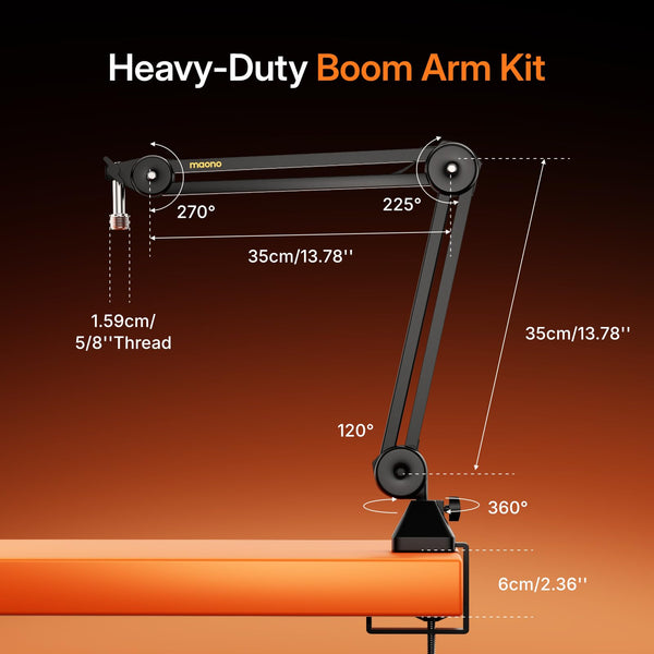 MAONO PD200W Hybrid Wireless Podcast Equipment Bundle for 2, XLR USB Dynamic Microphone Kit with 2 Boom Arm, Software, Noise Cancellation, for Co-hosted Podcast, Vocal Recording, Content Creation
