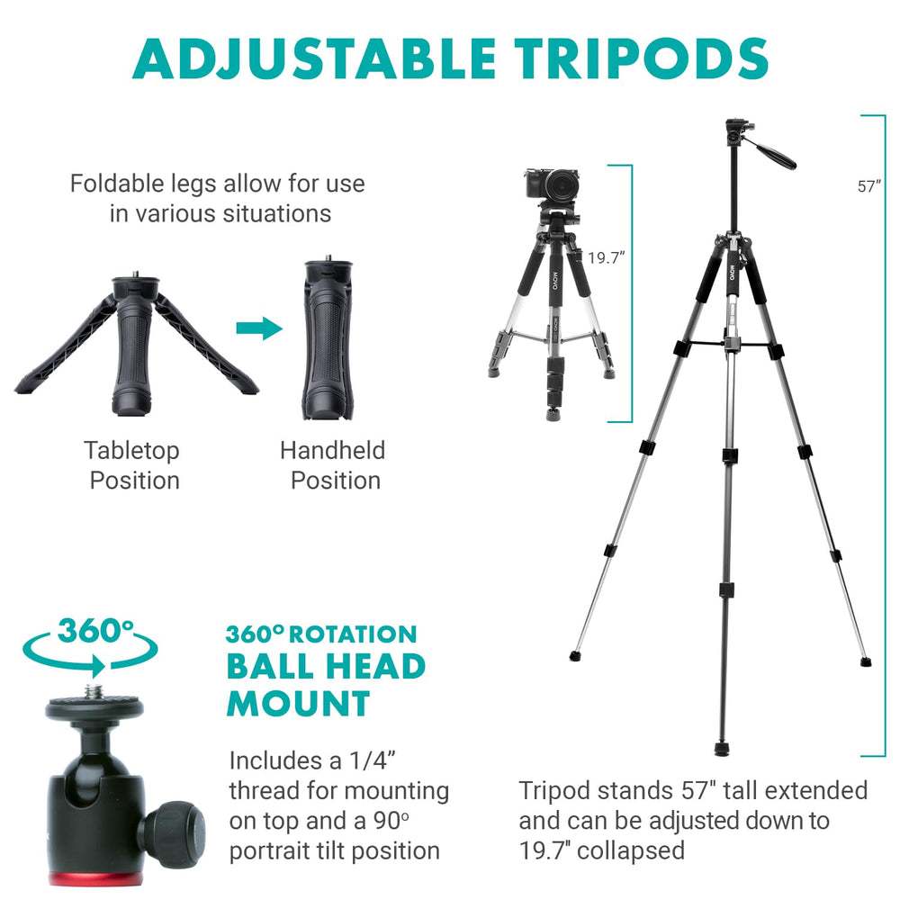 Movo iVlogger-PRO Vlogging Kit with Full Tripod for iPhone/Android - USB-C/Lightning YouTube Starter Kit for Content Creators - Accessories: Phone Tripod, Phone Mount, RGB Light and VXR10 Shotgun Mic