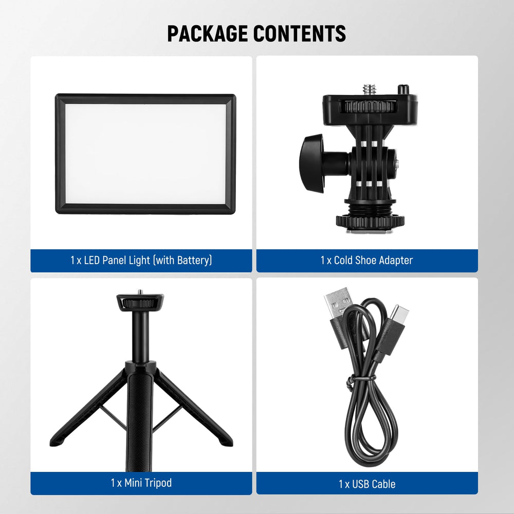 NEEWER 9" LED Video Light Panel, Dimmable DSLR Camera Soft Lighting with Mini Desk Tripod Stand, USB Type C Ports, 3200K~5600K CRI95+ for Studio Photography Video Recording Live Streaming, NL-116AI