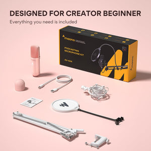 MAONO USB Microphone, 192kHz/24bit Plug & Play PC Computer Podcast Condenser Cardioid Metal Mic Kit with Professional Sound Chipset for Recording, Gaming, Singing, YouTube, AU-A04 Pink