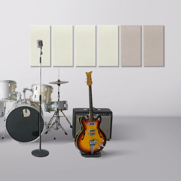 UMIACOUSTICS 4 PCS Acoustic Wall Panels, 2“ Thick 23.6" x 11.8" Fiberglass Recording Studio Acoustical Treatments Panels, Self-adhesive Sound Absorbing Panels for Studios, Office, Home Theater. Beige