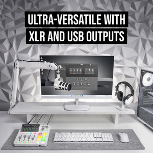 RØDE PodMic USB Dynamic Broadcast Microphone with XLR and USB Connectivity for Podcasting, Streaming and Content Creation (White)