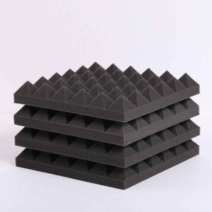Acoustic Panels - 12 Pack 12x12x2 Inches Black Pyramid Acoustic Foam, Fire-Proofed Soundproof Wall Panels, 25kg/cbm Sound Proof Foam Panels ， Sound Panels for Recording Studio and Music Room
