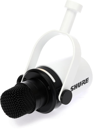 Shure MV7+ Hybrid Podcast Microphone with Mic Stand - White