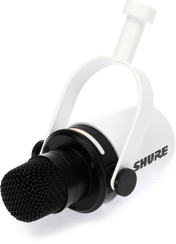Shure MV7+ Hybrid Podcast Microphone with Mic Stand - White