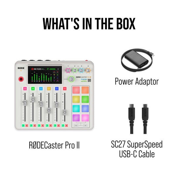 RØDE RØDECaster Pro II All-in-One Production Solution for Podcasting, Streaming, Music Production and Content Creation (White)