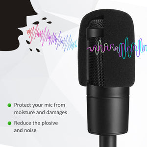 Frgyee Upgraded AT2020 Desktop Mic Stand, Adjustable Table Microphone Stand with Shock Mount and Foam Windscreen for Audio Technica AT2020 AT2020USB+ AT2035 ATR2500 Condenser Mic