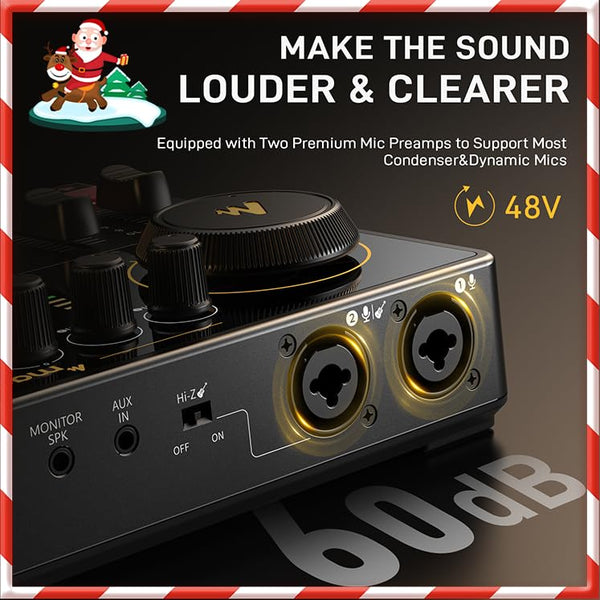 MAONO Podcast Equipment Bundle for 2: Audio Interface Mixer with 2 XLR Condenser Mic and 2 Headphone Podcast Streaming MaonoCaster E2 Gen2+2*PM320T+2*MH700