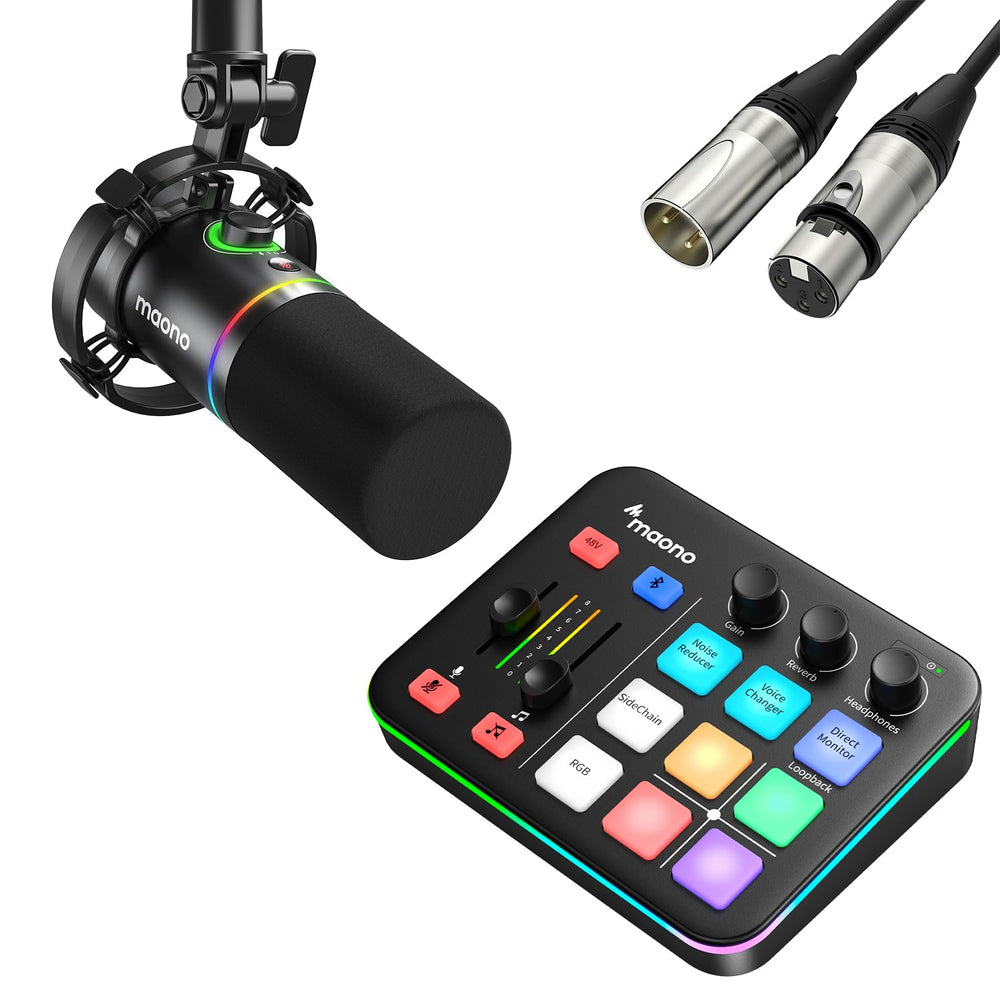 MAONO XLR/USB Dynamic Microphone and Gaming Mixer Kit, for Live Streaming, Podcasting, Content Create, Gaming
