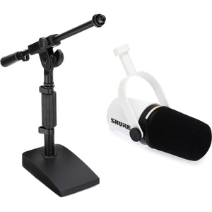 Shure MV7+ Hybrid Podcast Microphone with Mic Stand - White