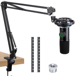 SUNMON Boom Arm for Fifine K658 Microphone with 3/8" to 5/8" Adapter and Cable Sleeve