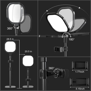 LitONES 2 Packs Video Conference Lights for Zoom Meeting, Podcast Lighting Kit for Working from Home Office, Desktop Video Light with Stand and Phone Holder CRI 97.8