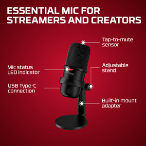 HyperX SoloCast – USB Condenser Gaming Microphone, for PC, PS4, PS5 and Mac, Tap-to-Mute Sensor, Cardioid Polar Pattern, great for Streaming, Podcasts, Twitch, YouTube, Discord,Black