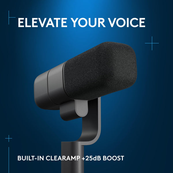 Logitech G Yeti Studio Active Dynamic XLR Broadcast Microphone for Gaming, ClearAmp Active Preamp, Dual-Diaphragm Capsule, Internal Shockmount - Black