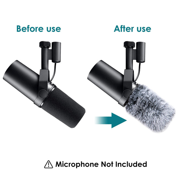 YOUSHARES SM7B Pop Filter for Shure Mic, Furry Windscreen Muff Compatible with Shure SM7B, SM7dB Dynamic Vocal Microphone. (Gray)