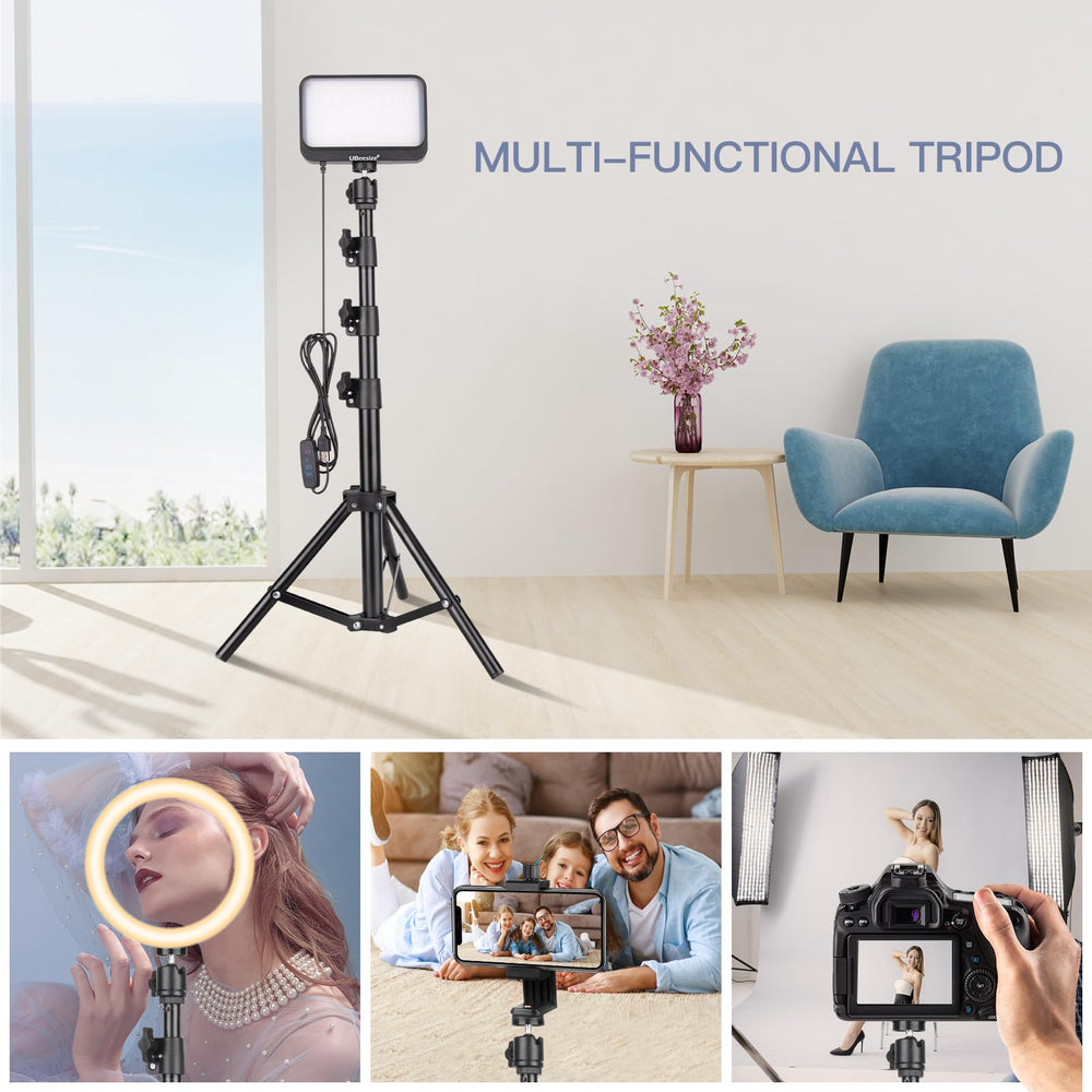 UBeesize LED Video Studio Light Kit - 16 Color Filters, Adjustable Tripod Stand with Ball Head, Photography Lighting for Video Recording