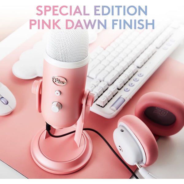 Logitech Creators Blue Yeti USB Microphone for Gaming, Streaming, Podcast, YouTube, Discord, PC, Studio Sound, Plug & Play-Dawn Pink