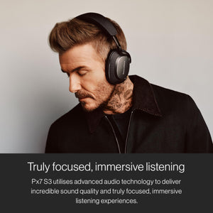 Bowers & Wilkins Px7 S3 Over-Ear Headphones, High-Resolution Sound, Comfortable Fit, Bluetooth, Active Noise Cancelling & Transparency Mode, 30-Hour Playtime, Quick Charge Support, Canvas White