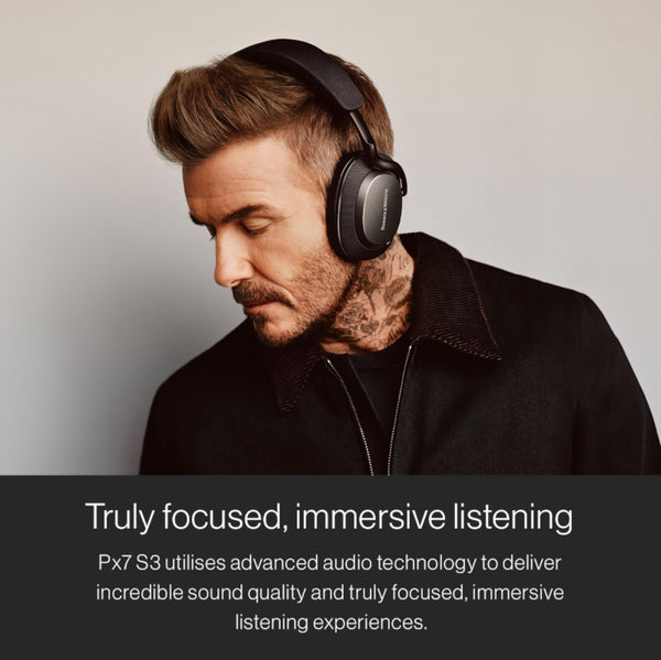 Bowers & Wilkins Px7 S3 Over-Ear Headphones, High-Resolution Sound, Comfortable Fit, Bluetooth, Active Noise Cancelling & Transparency Mode, 30-Hour Playtime, Quick Charge Support, Canvas White