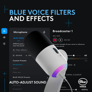 Logitech G Yeti GX Dynamic RGB Gaming Microphone, Podcast Microphone with LIGHTSYNC, Blue VO!CE, G HUB Control, USB Plug and Play - White