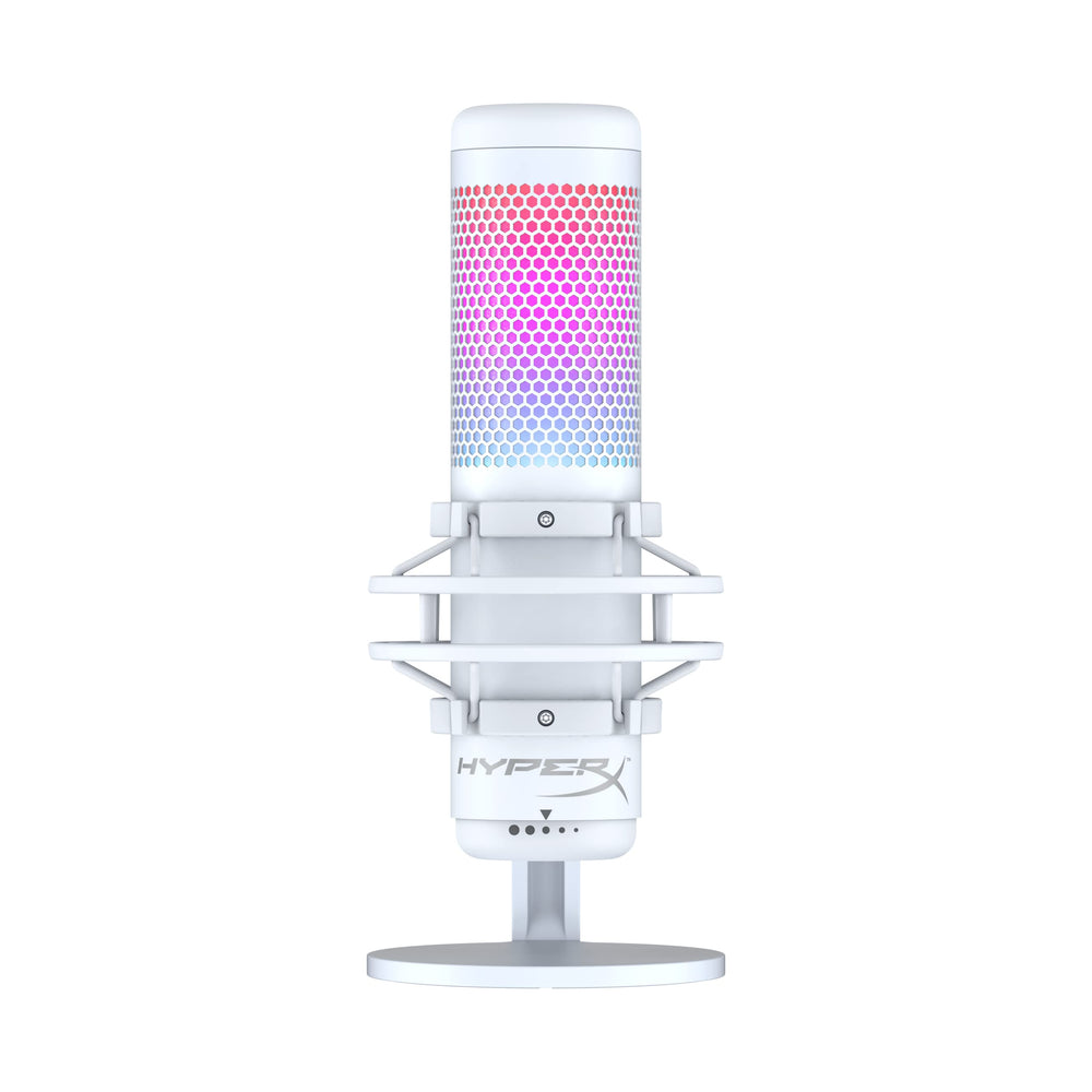 HyperX QuadCast S – RGB USB Condenser Microphone for PC, PS5, Mac, Anti-Vibration Shock Mount, 4 Polar Patterns, Pop Filter, Gain Control, Gaming, Streaming, Podcasts, Twitch, YouTube, Discord – White