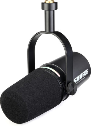 Shure MV7i Smart Microphone with Built-in Audio Interface and Low Profile Mic Stand - Podcast & Musician Mic with 2 Channels, XLR and 1/4", USB-C for Mac/PC/Phone, and Advanced DSP Features