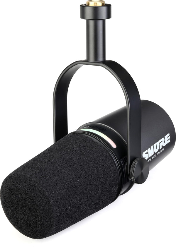 Shure MV7i Smart Microphone with Built-in Audio Interface and Low Profile Mic Stand - Podcast & Musician Mic with 2 Channels, XLR and 1/4", USB-C for Mac/PC/Phone, and Advanced DSP Features