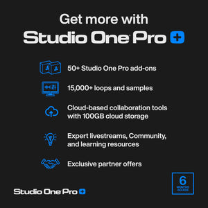 Studio One Pro+ 6 Months Access Key — Music Production Recording Software, Studio One Pro 7 DAW Access plus Extra Access to 100GB Cloud Storage, Plug-Ins, Mix Effects, Loops & Samples